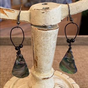 Iridescent Abalone Shell Drop Hook Dangle Earrings